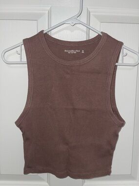 Abercrombie & Fitch Brown Ribbed Cropped Tank